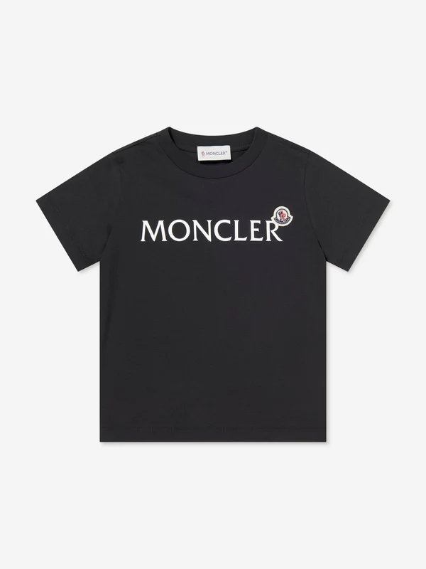 Moncler Enfant Boys Cotton Logo T-Shirt in Black Black / 4 Yrs