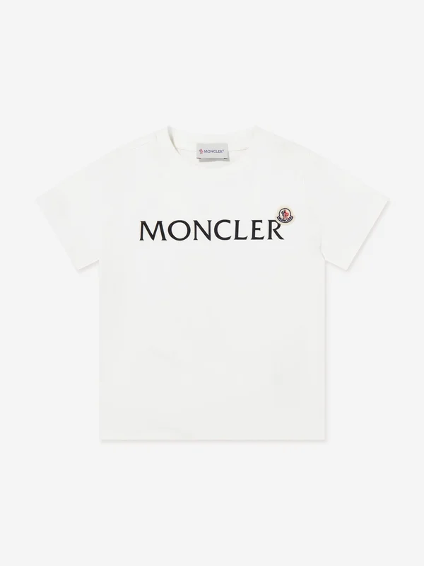 Moncler Enfant Boys Cotton Logo T-Shirt in Ivory Ivory / 12 Yrs