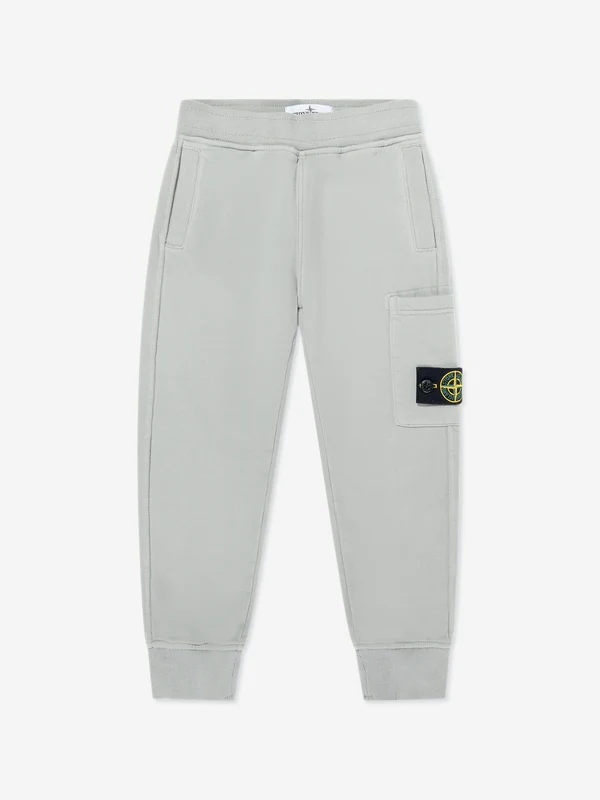 Stone Island Boys Pocket Logo Joggers in Grey Grey / 3 Yrs