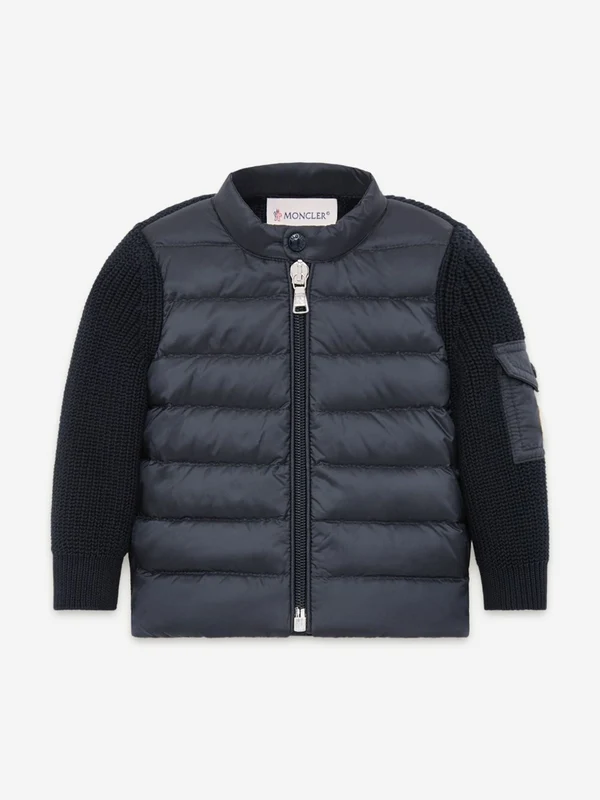 Moncler Enfant Baby Down Padded Zip Up Cardigan in Navy Navy / 12 - 18 Mths