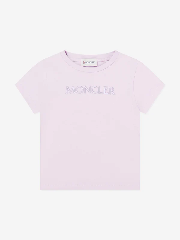 Moncler Enfant Girls Cotton Logo T-Shirt in Purple Purple / 12 Yrs