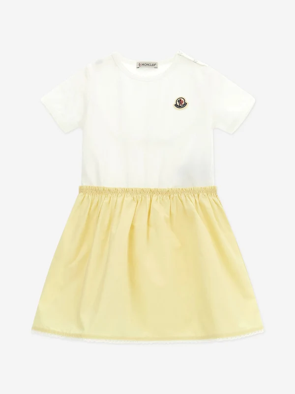 Moncler Enfant Baby Girls Cotton Logo Dress in Yellow Yellow / 3 - 6 Mths