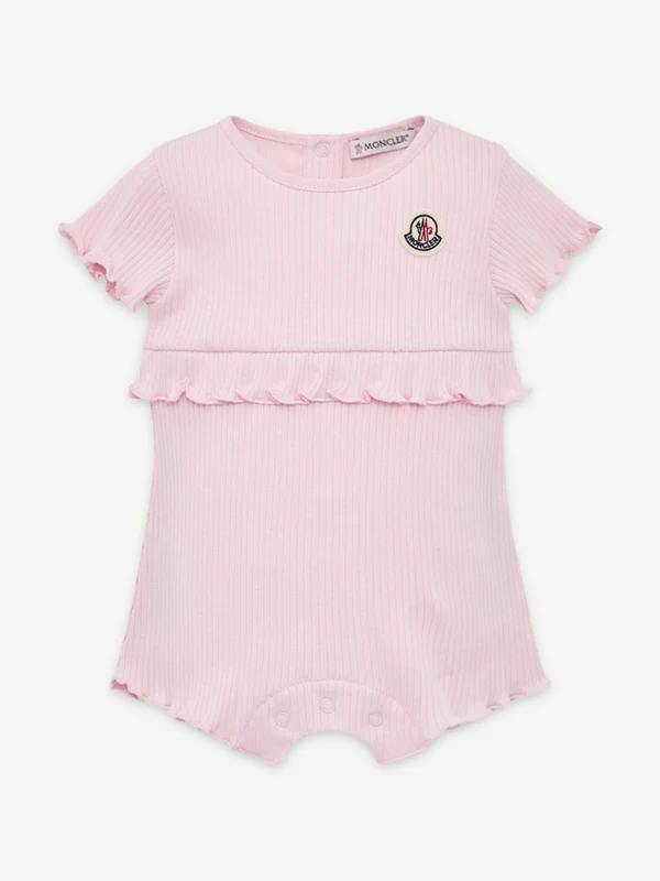 Moncler Enfant Baby Girls Logo Romper in Pink Pink / 12 - 18 Mths