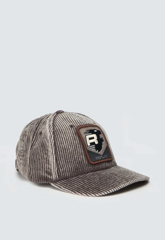 כובע מצחייה קורדרוי בצבע אפור עם פאץ' לוגו GREY / OS