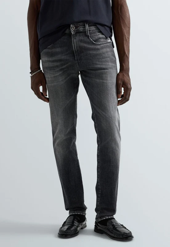 ג'ינס ANBASS לגברים בגזרה צרה בצבע אפור כהה עם ווש GREY / 32