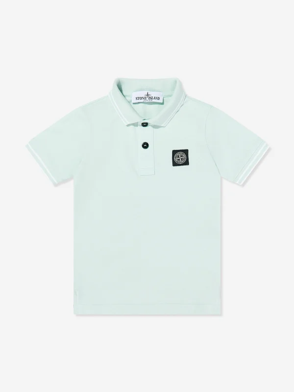 Stone Island Boys Compass Patch Polo Shirt in Blue Blue / 14 Yrs