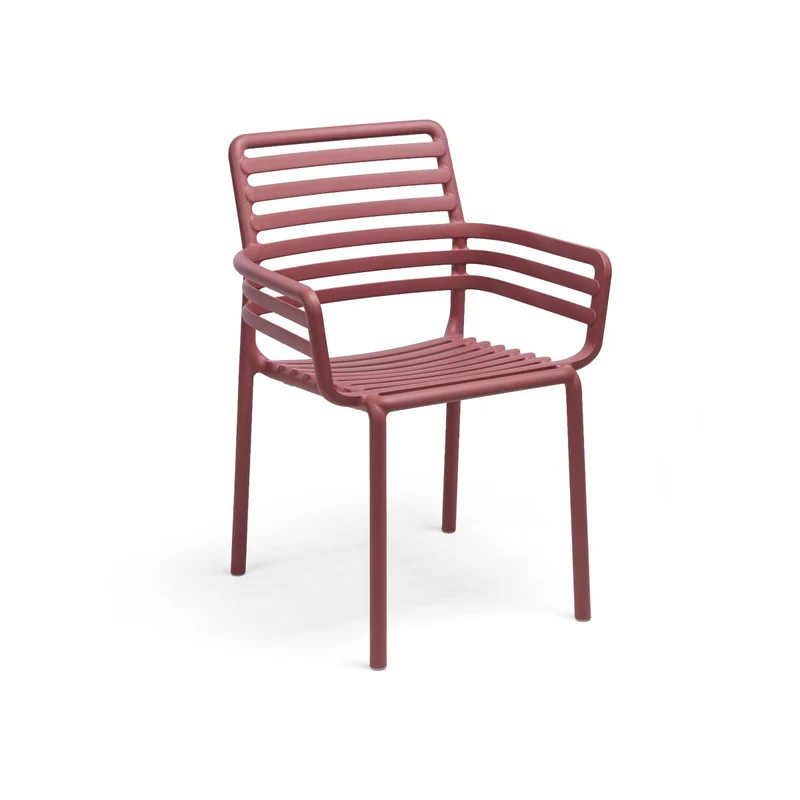 Sedia "Doga Armchair" in polipropilene fiber-glass per giardino, bar e ristorante "Made in Italy" Marsala / Confezione da 2 Pezzi
