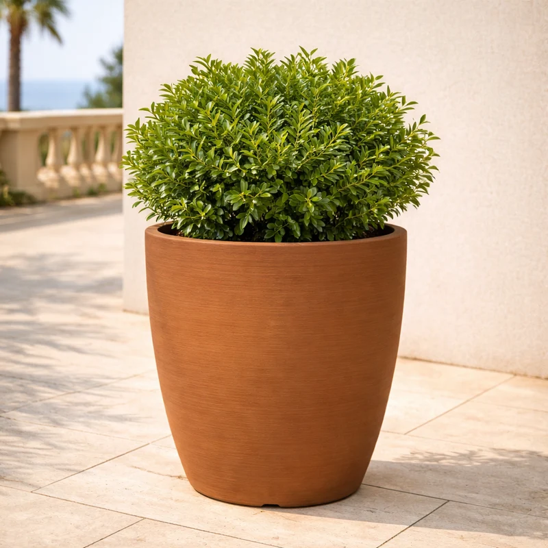 Vaso Cromia Adone rotondo decorazione in resina "Made in Italy" da h 38 cm Vaso / Marrone