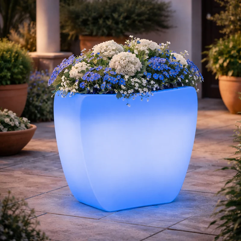 Vaso luminoso Heart Bright con led decorazione "Made in Italy" per esterno Multicolore / Batteria / Vano Piccolo
