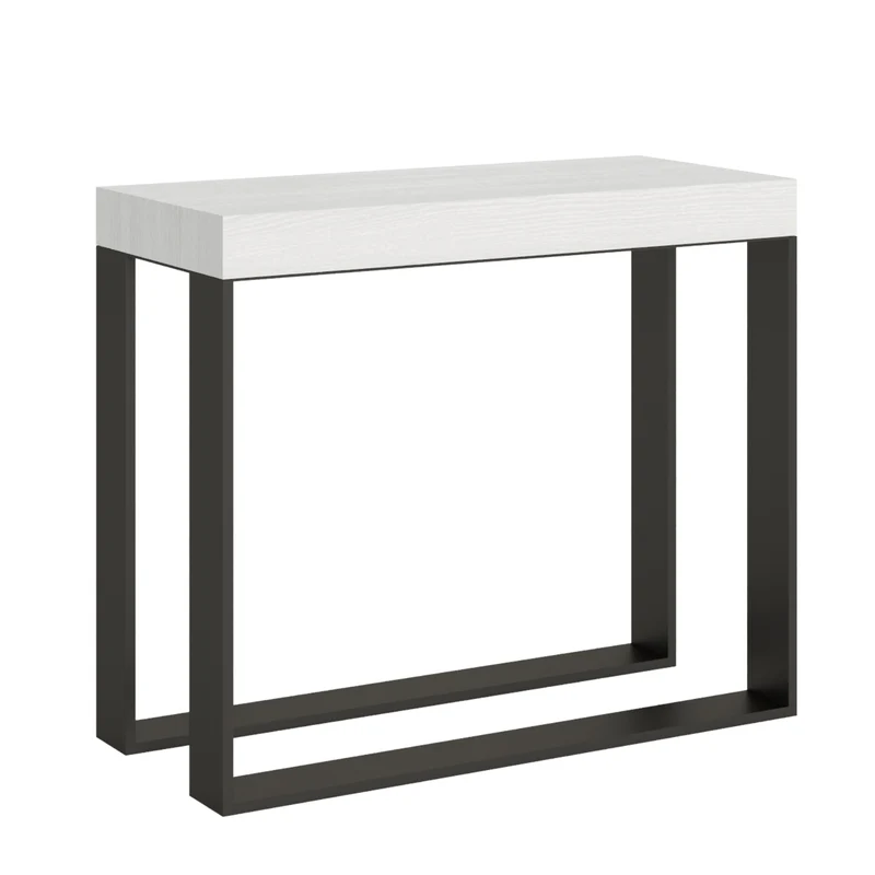 Tavolo consolle "Padova" allungabile in legno per sala da pranzo Allungabile fino a 190 cm / Premium / Bianco Frassino