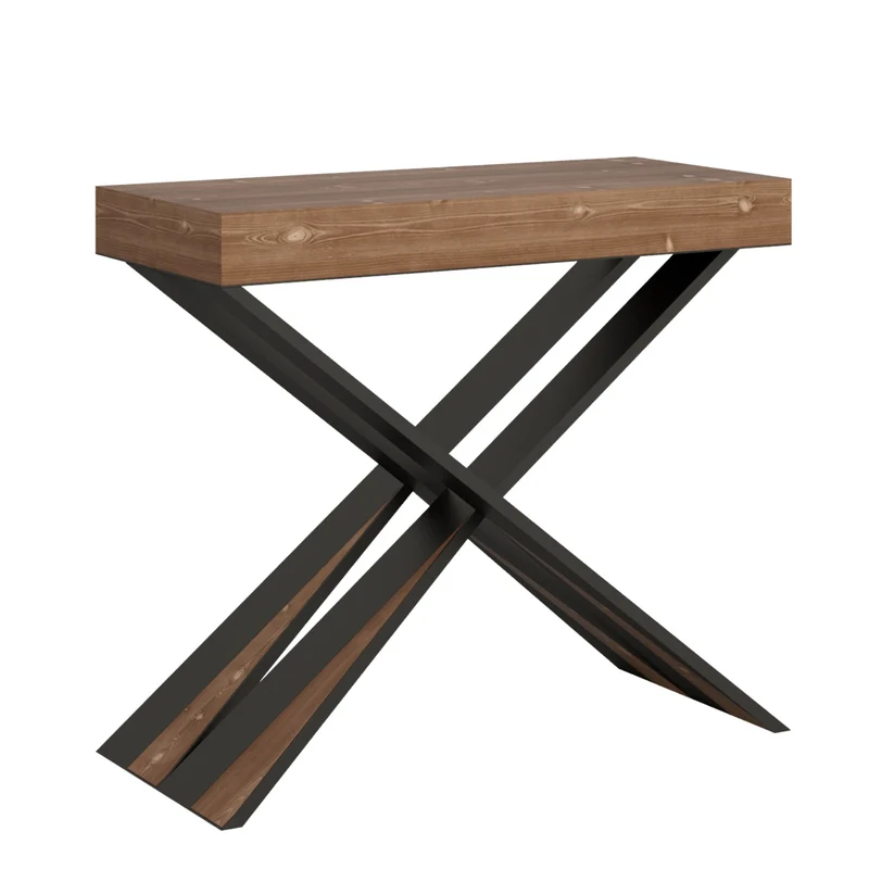 Tavolo consolle "Cagliari" allungabile in legno per sala da pranzo Allungabile fino a 196 cm / Premium / Abete Tinto