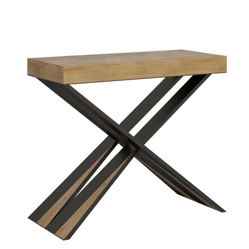 Tavolo consolle "Cagliari" allungabile in legno per sala da pranzo Allungabile fino a 300 cm / Premium / Quercia