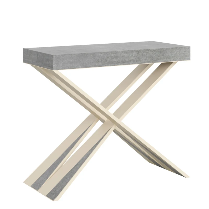 Tavolo consolle "Brescia" allungabile in legno per sala da pranzo Allungabile fino a 196 cm / Cemento