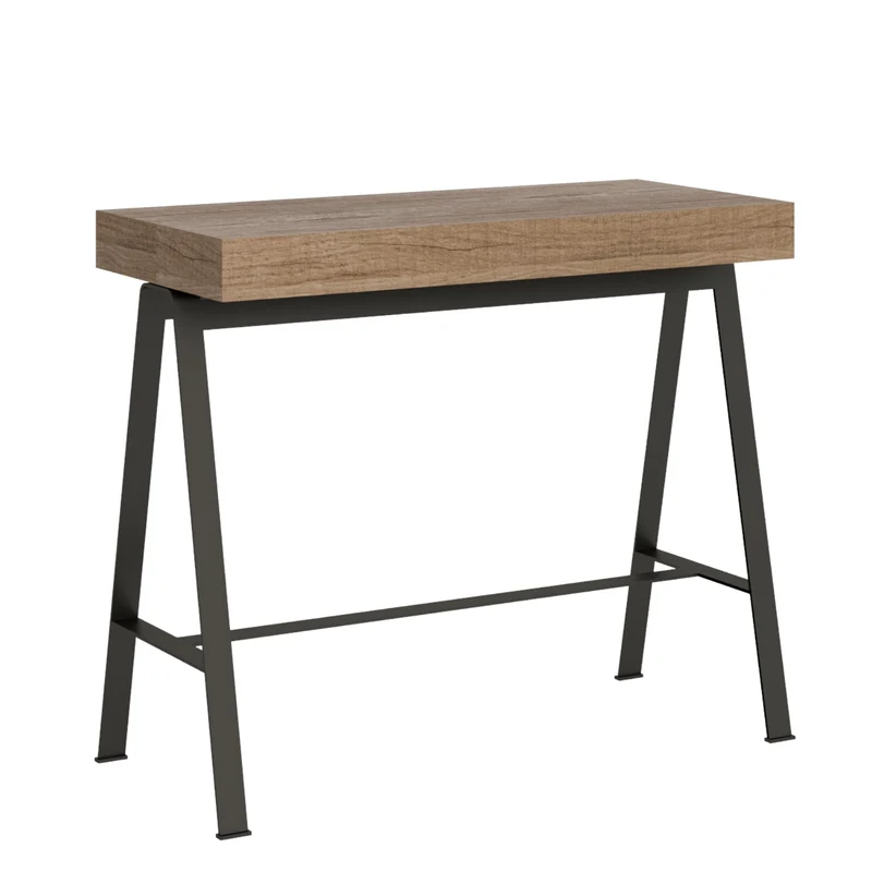 Tavolo consolle "Prato" allungabile in legno per sala da pranzo Allungabile fino a 196 cm / Classic / Quercia