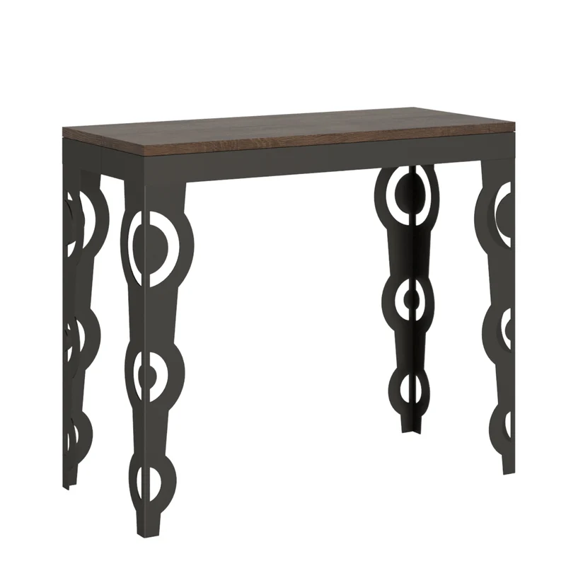 Tavolo consolle "Como" allungabile in legno per sala da pranzo Allungabile fino a 196 cm / Noce