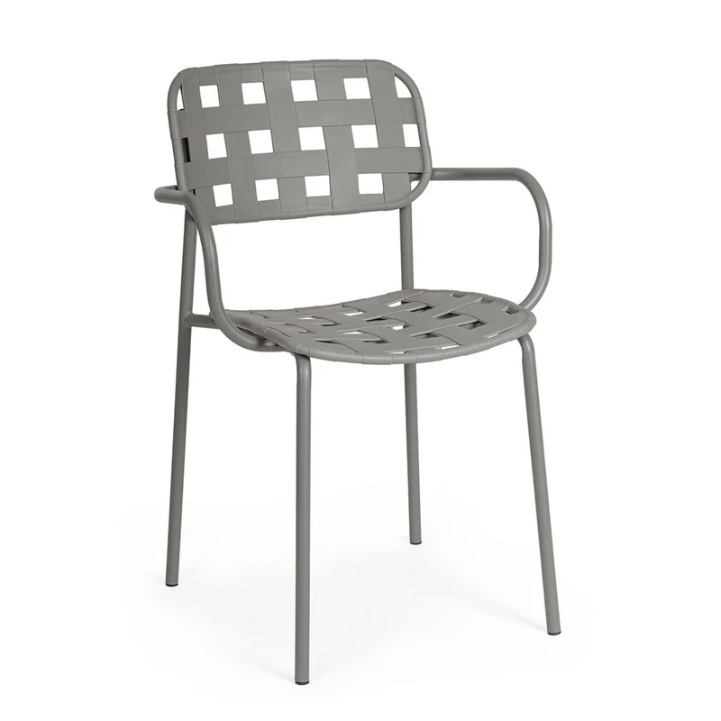 Sedia "Clover" struttura in acciaio seduta e schienale in polipropilene Grigio / Con braccioli / Confezione da 1 Pezzo