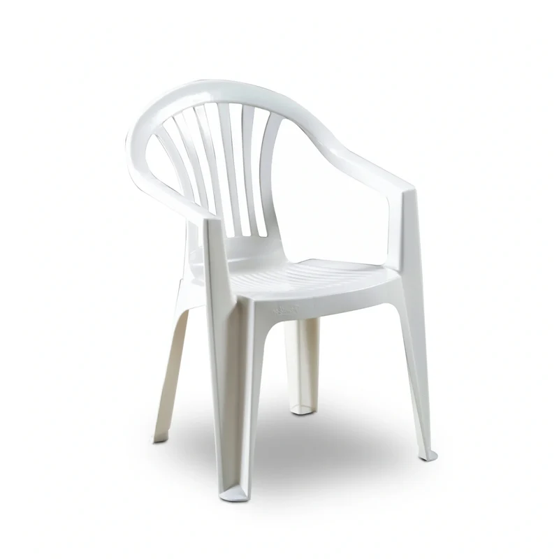 Poltroncina "Ratak" monoblocco con braccioli in resina h 79 cm Bianco / Confezione da 4 pezzi