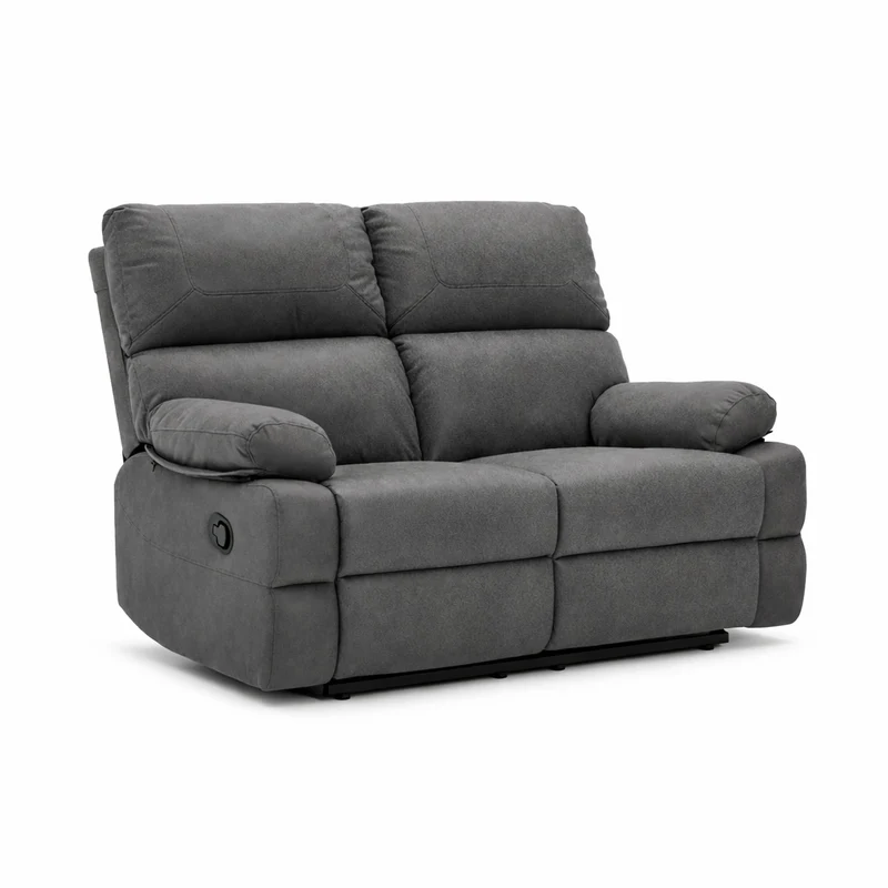 Divano "Cassiopeia" con doppio recliner manuale e rivestimento in tessuto per interno 2 posti / Grigio