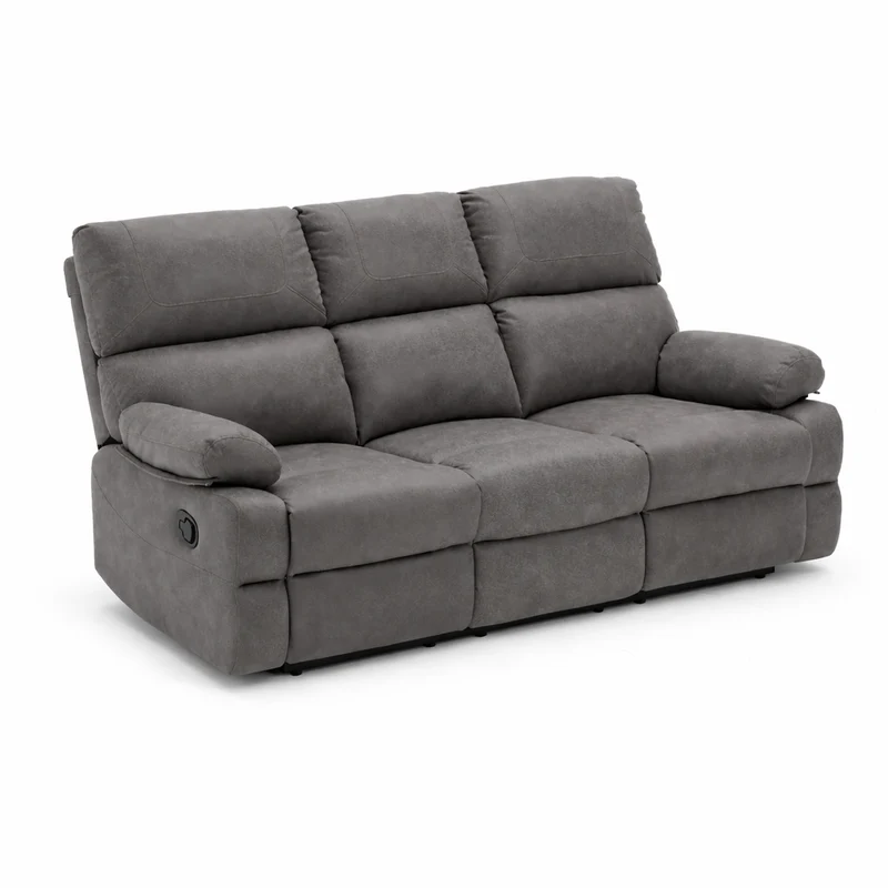 Divano "Cassiopeia" con doppio recliner manuale e rivestimento in tessuto per interno 3 posti / Grigio