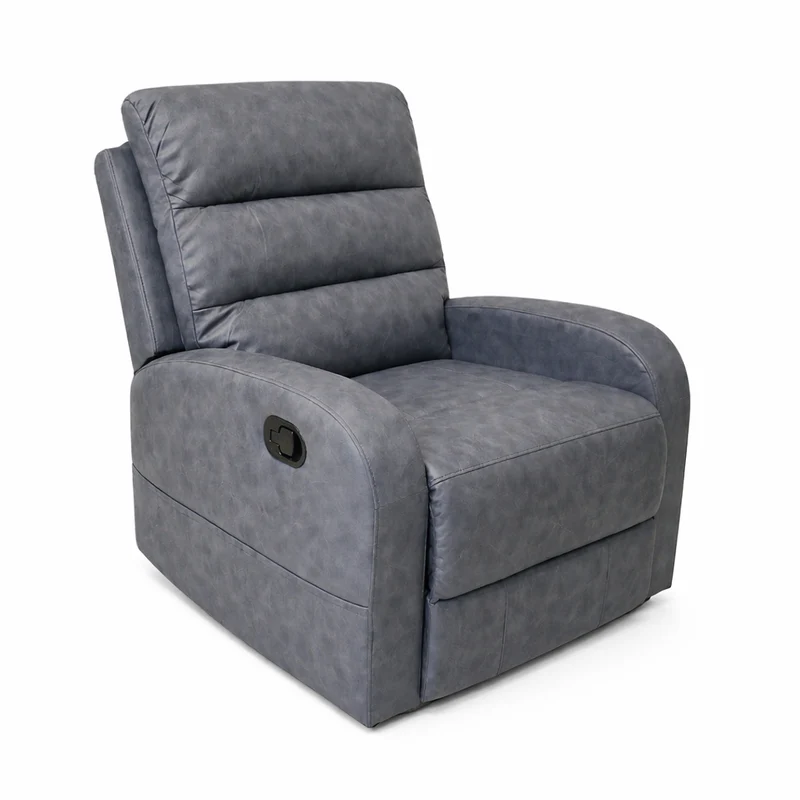 Poltrona "Phoenix" con recliner manuale e rivestimento in tessuto grigio per interno