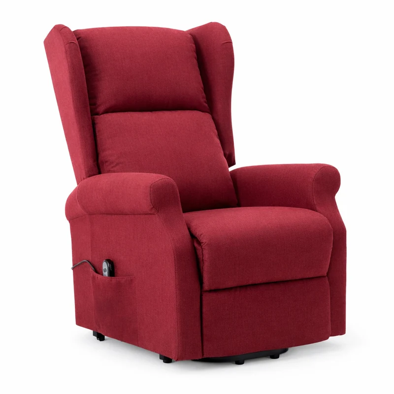 Poltrona "Aquila" con recliner elettrico e rivestimento in tessuto per interno Bordeaux