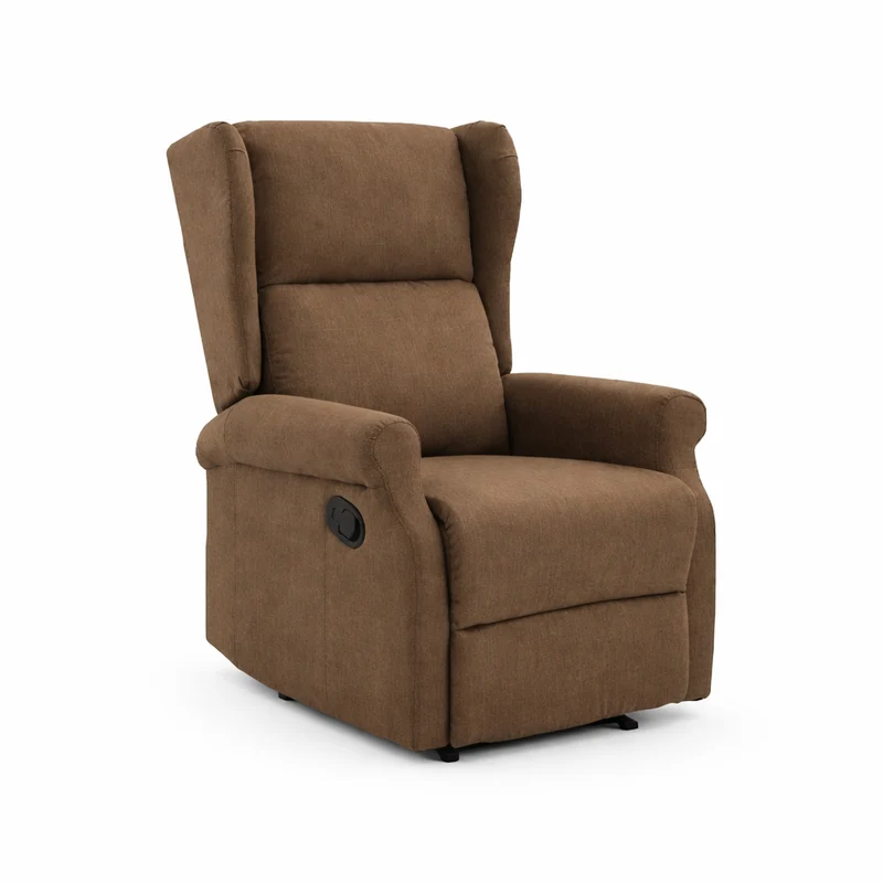 Poltrona "Aquila" con recliner manuale e rivestimento in tessuto per interno Marrone