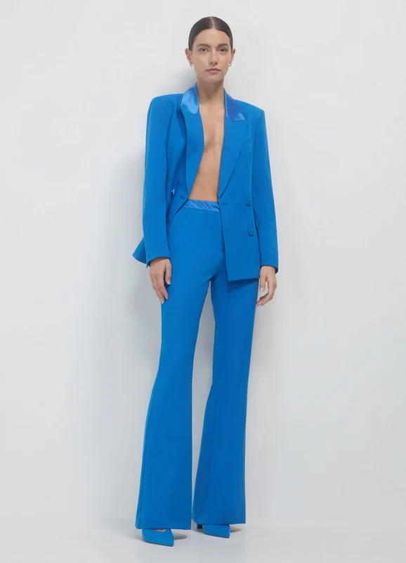 Pantalone zampa fascia simil satin L