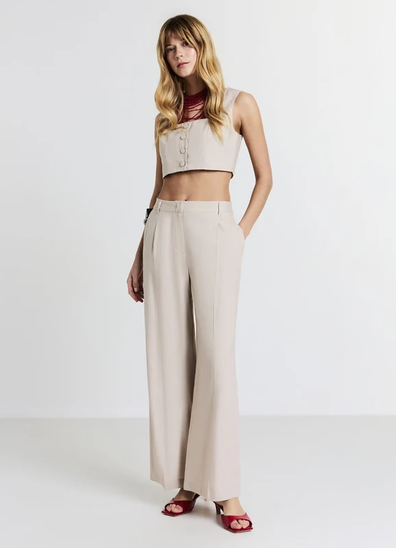 Pantaloni a palazzo misto lino XXL