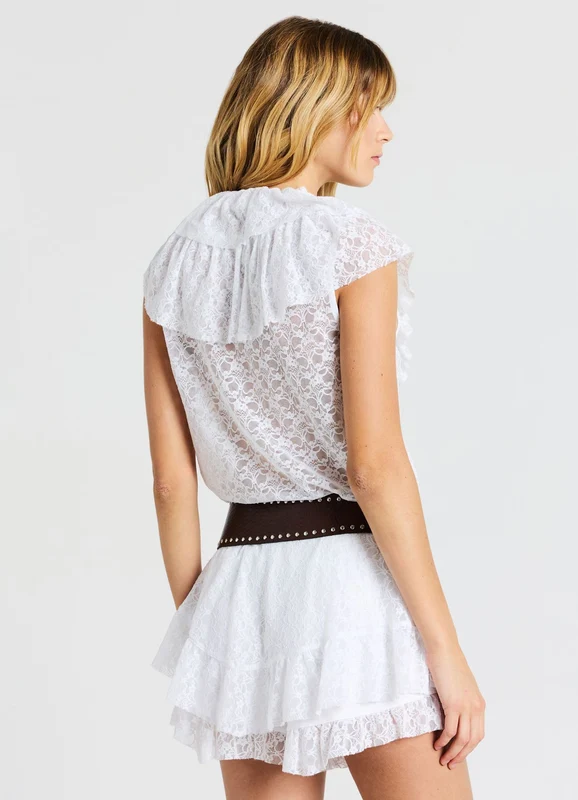 Blusa pizzo con balza XS