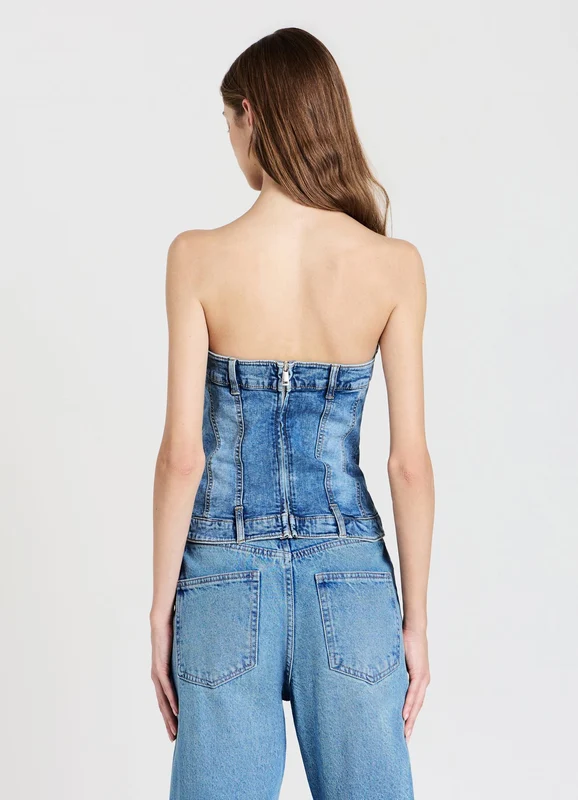 Top denim con zip M
