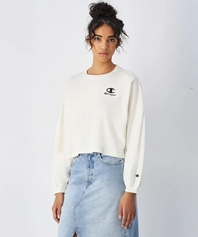 Champion Icons Plush Wash Long Sleeve T-Shirt Bej / XS