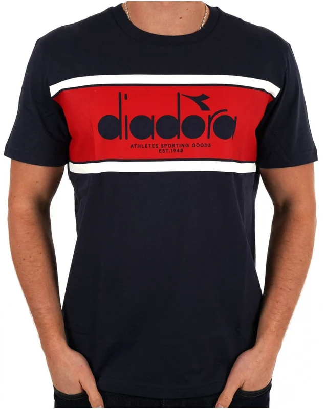 Diadora Logo T Shirt Navy/Red/White M