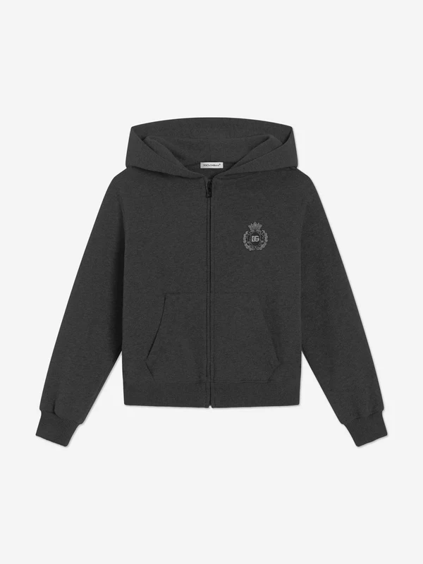 Dolce & Gabbana Boys Logo Zip Up Top in Grey Grey / 8 Yrs