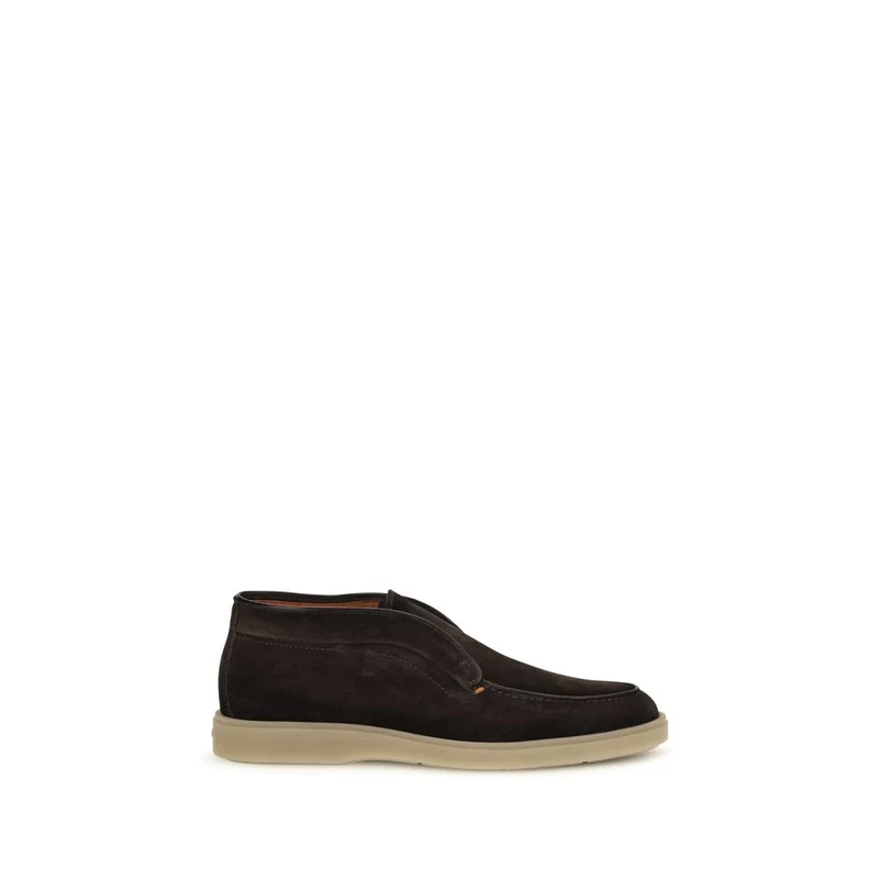 Santoni Brown Suede Leather Slip-On Loafers EU42/US9