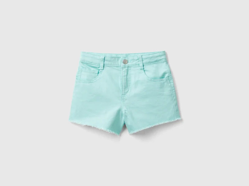 Shorts sfrangiati in cotone stretch KL