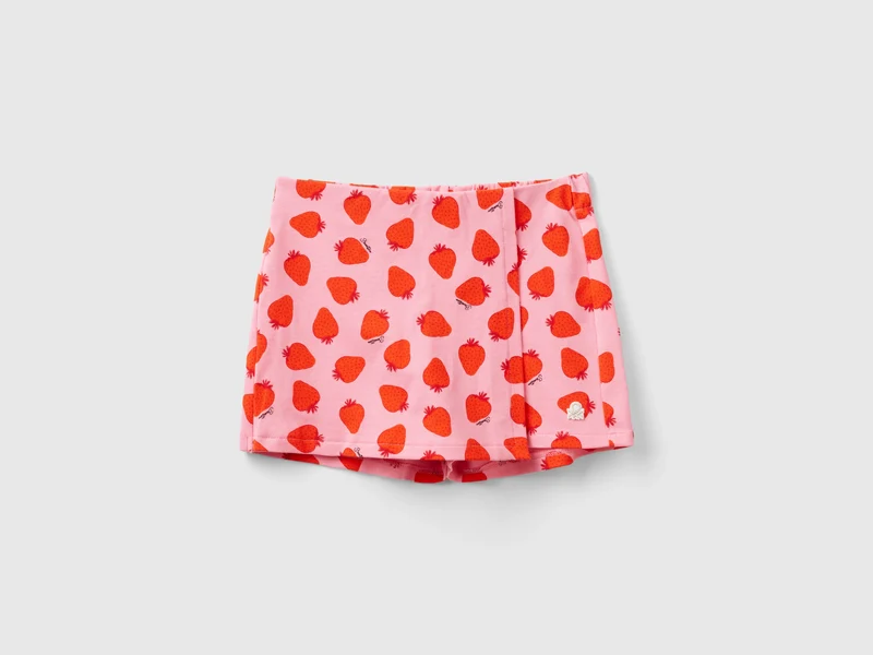 Gonna pantalone con pattern fragole L