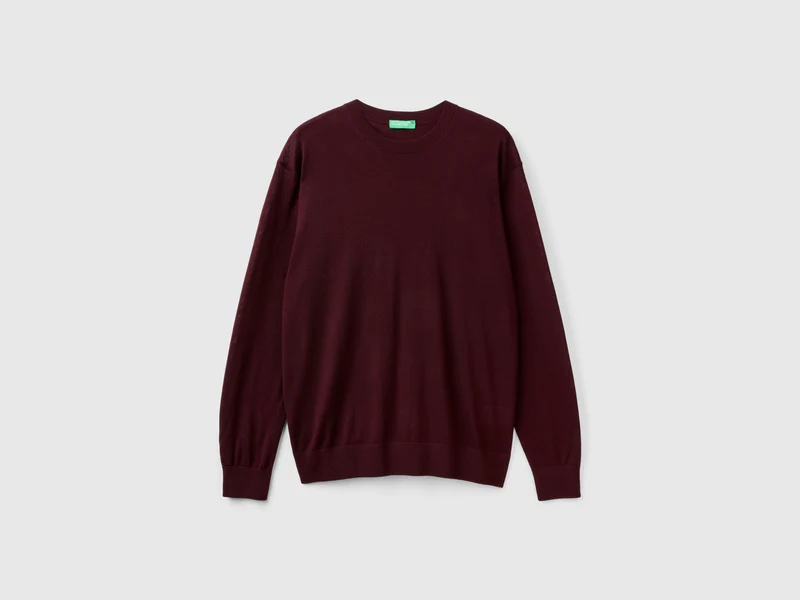 Maglia viola scuro in pura lana Merino L
