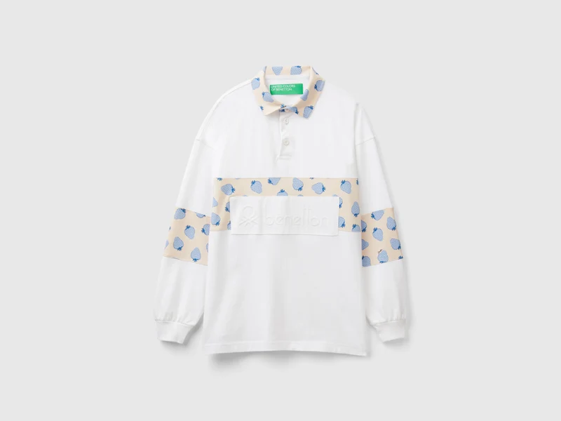 Polo rugby con dettagli pattern fragole S