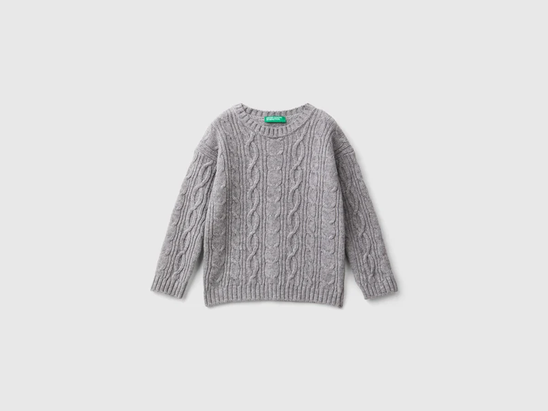 Maglia con trecce in misto lana 82