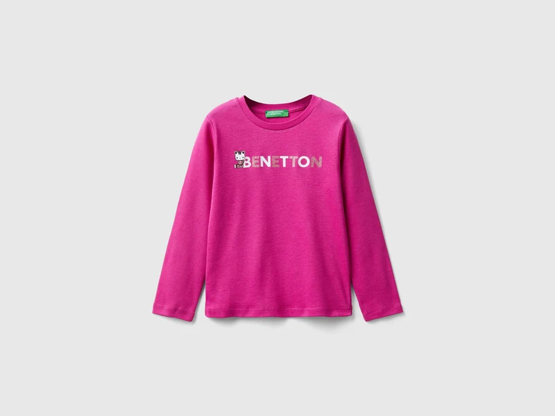 T-shirt con stampa glitter in cotone bio YS