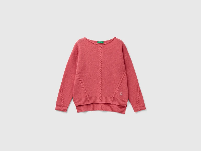 Maglia con trecce in misto lana KL