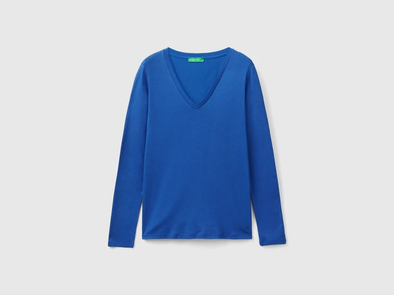 T-shirt a manica lunga con scollo a V XL