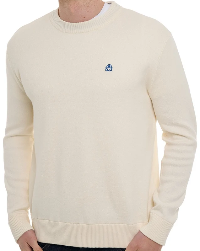 Benetton Crew Knit Jumper Cream L