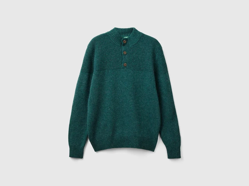Maglia con collo alto in pura lana Shetland M