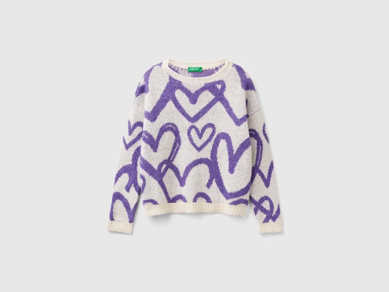 Maglioncino con motivo cuori jacquard M