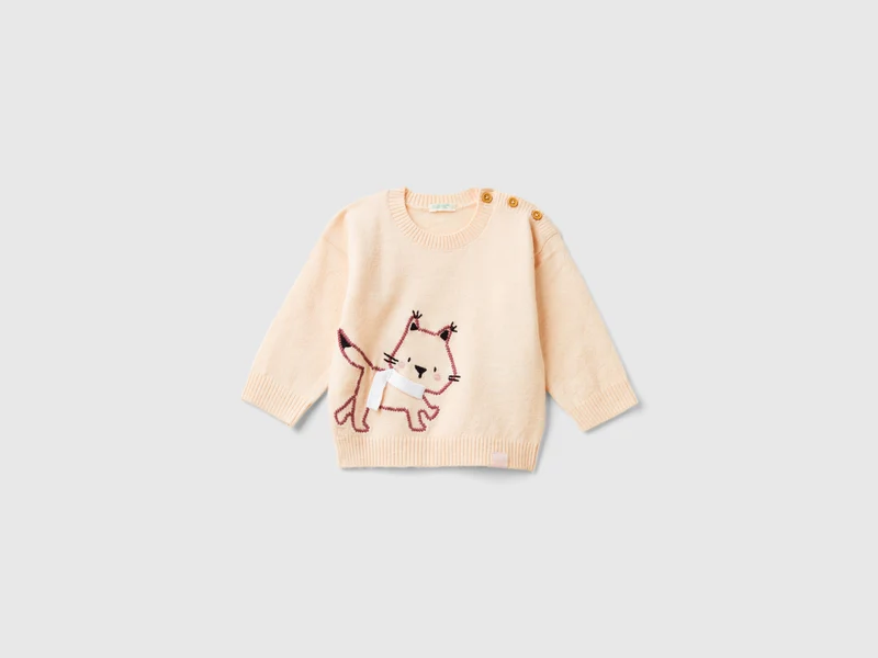 Maglia con ricamo gatto 56
