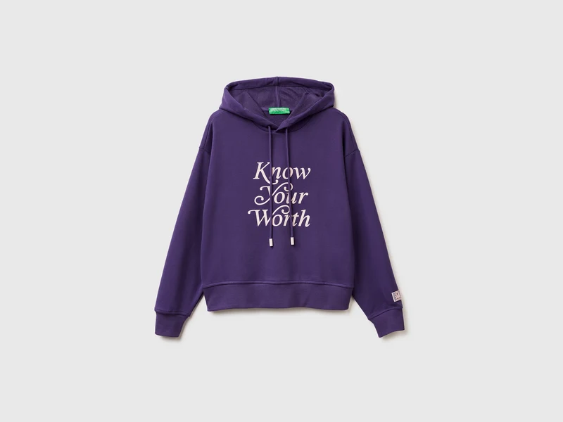 Felpa con cappuccio e slogan XS