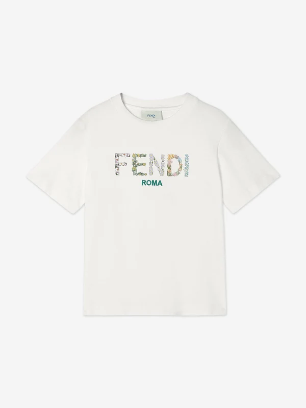 Fendi Girls Logo T-Shirt in White White / 6 Yrs