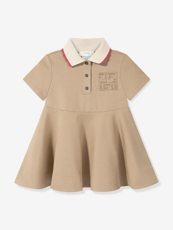 Fendi Girls Punto Milano Dress in Beige Beige / 14 Yrs