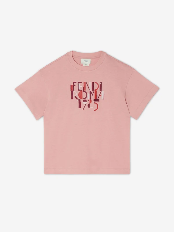 Fendi Girls Logo T-Shirt in Pink Pink / 6 Yrs